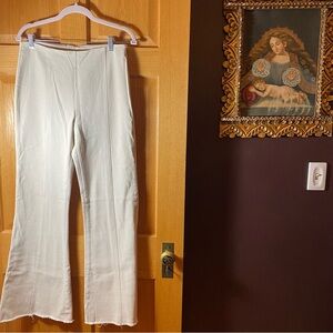 MYSTREE flared khaki pants with frayed hem